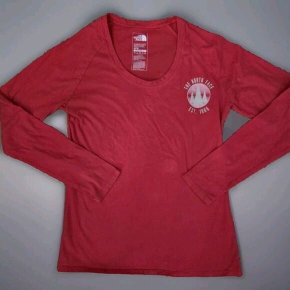 THE NORTH FACE Long Sleeve Classic Fit‎ Tee Shirt Top - Adult Medium - Red - - Picture 1 of 6
